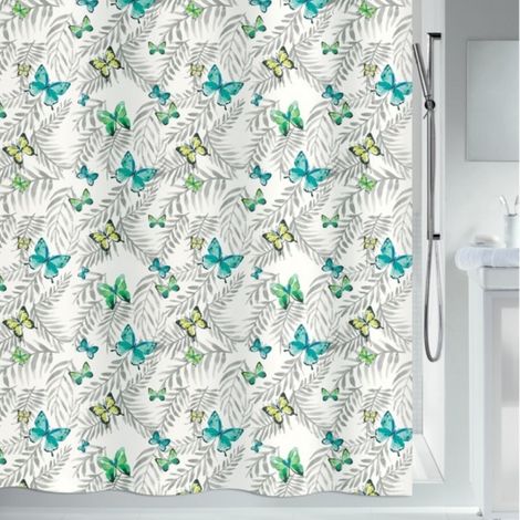 Cortina de ducha Poliéster PAPILLONS 180x180cm estampado de mariposas  Spirella