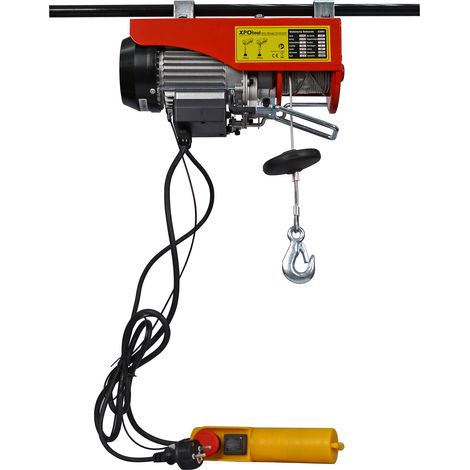 Wiltec Argano elettrico 540W Verricello a motore fino a 125/250kg Fune 12/6m funzionamento a 1 mano