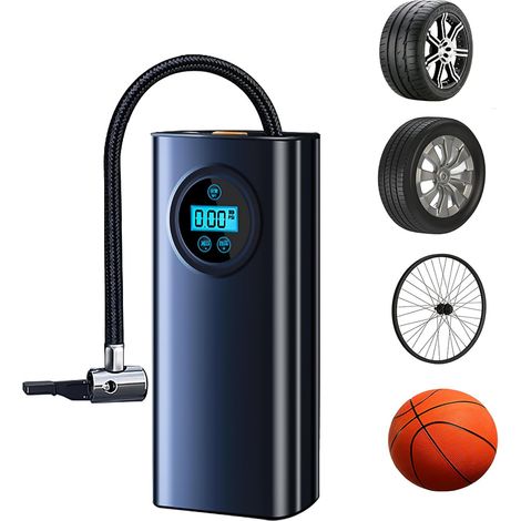 Tragbarer Mini-Luftkompressor zum schnellen Reifenfüllen, kabellose elektrische Luftpumpe mit 150 PSI und präziser Druck-LCD-Anzeige, tragbarer Inflator für Autos, Fahrräder, Motorräder, Bälle und and (1/5)