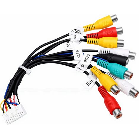 Câble alimentation stéréo autoradio 20 broches, support Android 9, adaptateurs femelles, faisceau (1/5)