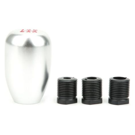 Pomo universal plateado para palanca de cambios de 5 velocidades con adaptador roscado de aluminio. (1/4)