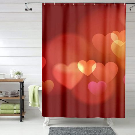 Rideau de douche Valentine cœurs doux artistiques, tissu imperméable, 180x180 cm (1/5)