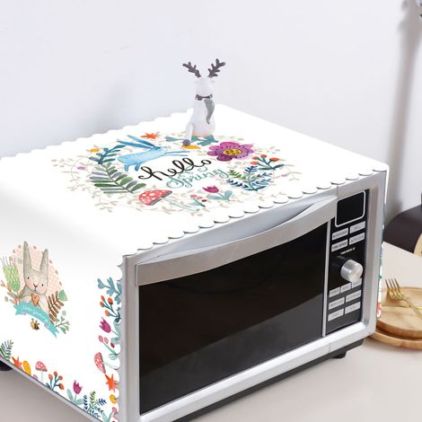 Housse pour four à micro-ondes, housse en tissu résistant à l'huile, housse pour lave-linge, housse de four minimaliste nordique, housse anti-poussière pour réfrigérateur, lapin bleu, 35 x 100 cm (1/5)