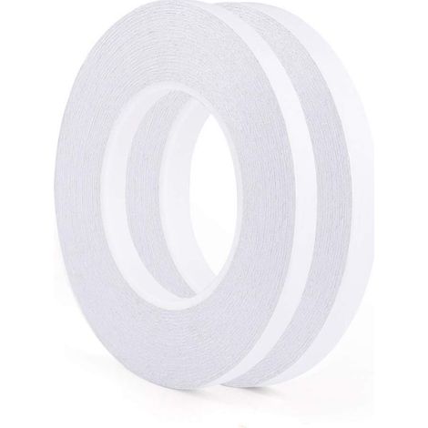 Lot de 2 rouleaux de ruban adhésif double face FEPITO, résistant et puissant, pour le quilting et la couture. Largeurs : 9 mm et 12 mm. Idéal pour le bureau, les loisirs créatifs et la couture. Longue (1/5)