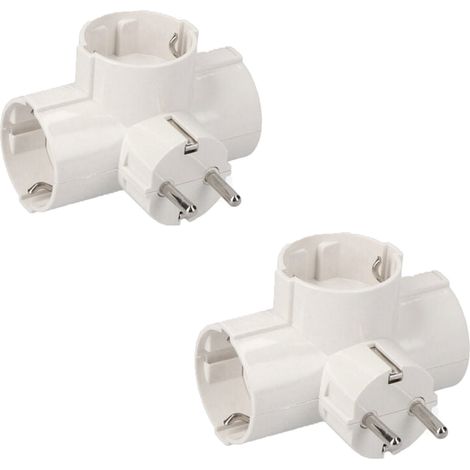 2 Stück EDM-Stecker, 3 seitliche Ausgänge, T/TL, 16 A, 250 V, 4,8 mm (einziehbar)
