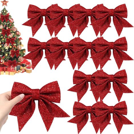 Set mit 12 roten Christbaumschleifen, 15 x 12 cm (1/5)