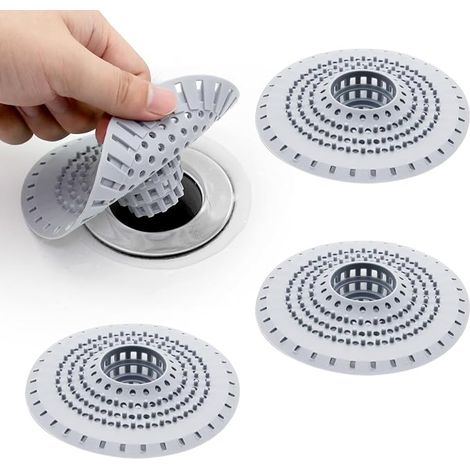 4 Pieces Silicone Drain Filter with Suction Cup Hair Filter Shower Hair Strainer Shower Drain Cover (1/5)
