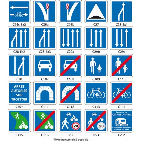 PANNEAUX ROUTIER - SIGNAUX D'INDICATION - TYPE C (C24c) - C115 - 350 x 350 mm