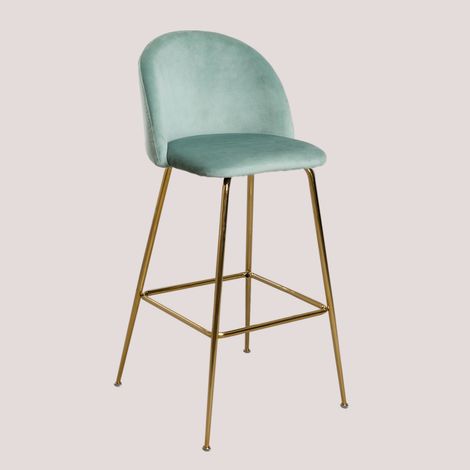 SKLUM Hoher Samthocker von Kana Design  ↑75 cm       Grün Tanne  Vergoldet                        