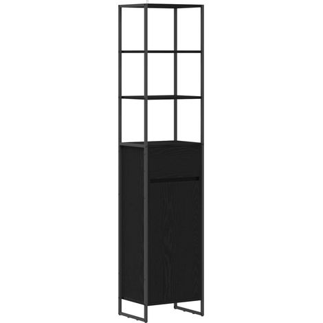 Maison Exclusive - Mobile da Bagno Rovere Nero 40 x 30 x 180 cm Legno multistrato