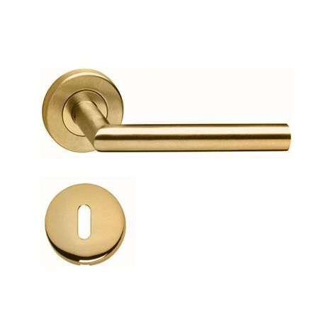 copia di copia di Maniglie per porta su rosette, modello “Elsa Angolo Vivo”, in acciaio inox 304, KLOSE BESSER  +1 Coppia di rose con foro per la chiave