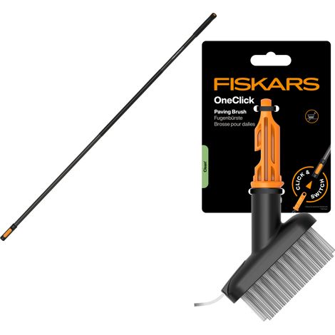 Tête de brosse FISKARS ONECLICK pour trottoirs, pavés et joints de pavage + manche 161 cm (1/5)