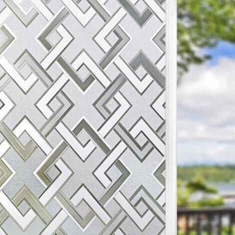 Film Occultant Fenêtre, Film Fenetre Anti Regard, Film pour Vitre Motif Carré, Brise Vue Anti UV, Film Electrostatique vitre Non Adhesif, Film Fenetre Décoratif pour Bureau Maison 44.5x200CMdengyank (1/5)