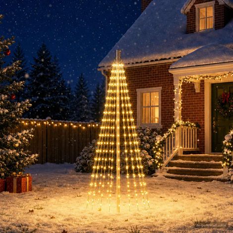 vidaXL Luci per albero di Natale con picchetti e asta per bandiera (1/5)