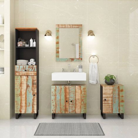 vidaXL Set Mobili da Bagno 4 pz in Legno Massello di Recupero (1/5)
