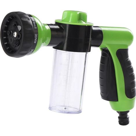Pulvérisateur à mousse vert pour lavage de voiture avec buse et lance à mousse pour tuyau d arrosage pistolet à mousse pour voiture vitres et nettoyage extérieur (1/4)