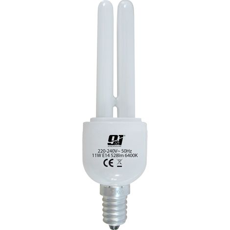 ORION91 Pack x 12 unidades Bombilla CFL Tubulares Mini E14 11w 528lm Blanco Cálido 2700K 6000h - Orion91 Simply - Alta Calidad