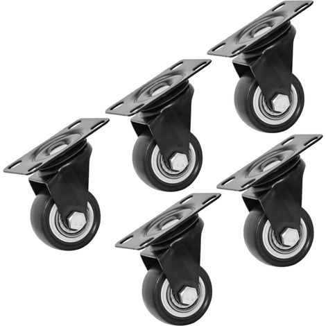 5 Stück Schwerlast-Plattenrollen, universell einsetzbar, verschleißfest, geräuscharm, doppelt gelagert, 2-Zoll-Plattenrollen (1/5)