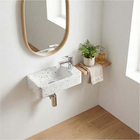 IZIA rechteckiges wandmontiertes Terrazzowaschbecken