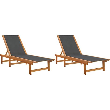 Maison Exclusive - Sonnenliegen 2 Stk. Schwarz Massivholz Akazie
