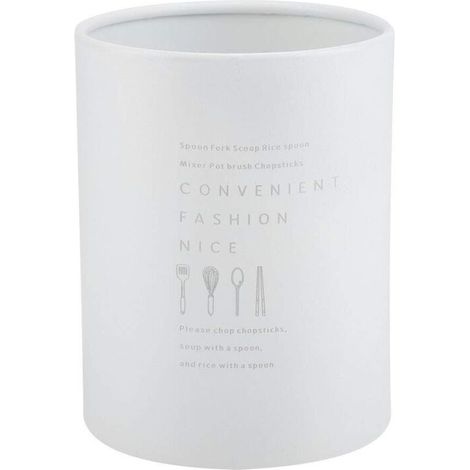 Boîte de rangement pot à couverts cuillère fourchette rangement baguettes inox blanc (1/5)