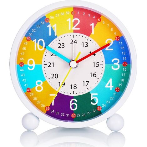 Kinderwecker, geräuschloser Lernwecker ohne Ticken für Kinder, Nachttischwecker mit Licht, lauter Wecker für Tiefschläfer, batteriebetrieben (1/5)