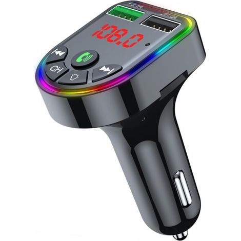 Adattatore per autoradio con caricabatterie USB, luce LED, sintonizzatore FM, doppia porta USB, compatto e facile da usare. (1/4)