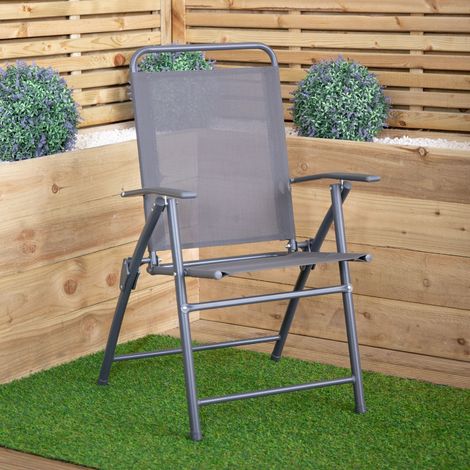 Samuel Alexander Multi-Position Folding Garden Patio Single Chair in Grey (1/5)