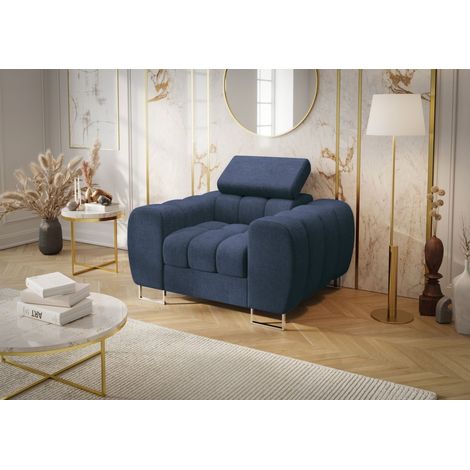 Sessel Designersessel BASTIEN in Stoff Moly Dunkelblau