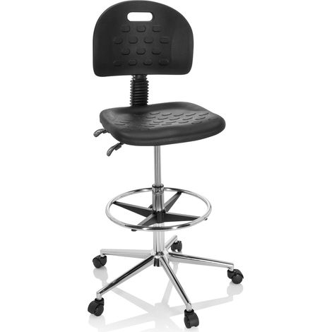 Arbeitsstuhl / Arbeitshocker TOP WORK 23 I PU Schaum schwarz hjh OFFICE (1/5)