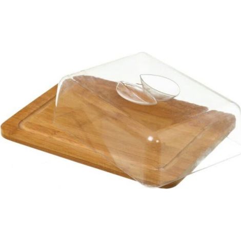 Petit Plateau Fromage Bambou Rectangulaire et Cloche Acrylique (1/4)