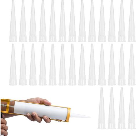 Ensemble de 30 buses à cartouche, embouts de buses à cartouche, buses à cartouche, buses pour pistolet à calfeutrer, applicateurs de buses pour mastics adhésifs et pistolets à calfeutrer (1/5)