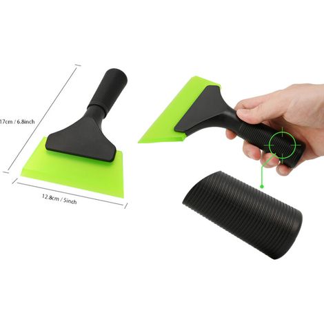 5 Inch Car Scraper Squeegee with Channeled Rubber Blade Black Plastic Handle Durable Rubber Washer, Car Vinyl, Vehicle Wrapping, Window Glass Tinting Tool