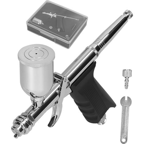 Kit aérographe T217B : aérographe portatif avec godets de peinture de 15 cm³ pour maquettes de voitures, peinture DIY, maquillage, nail art et décoration de gâteaux. (1/5)