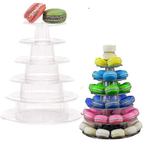 Présentoir à macarons rond à 6 étages, idéal pour décorer un mariage ou un anniversaire.