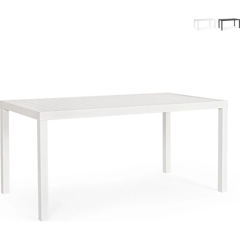 Tavolo "Hilde" con struttura in alluminio, verniciato a polvere, per esterno -150 x 80 cm / Bianco (1/5)