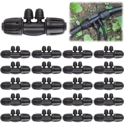 Kit de 10 à 20 raccords en T à barbes verrouillables pour irrigation goutte à goutte - Pièces de tuyauterie à verrouillage par barbes (1/5)