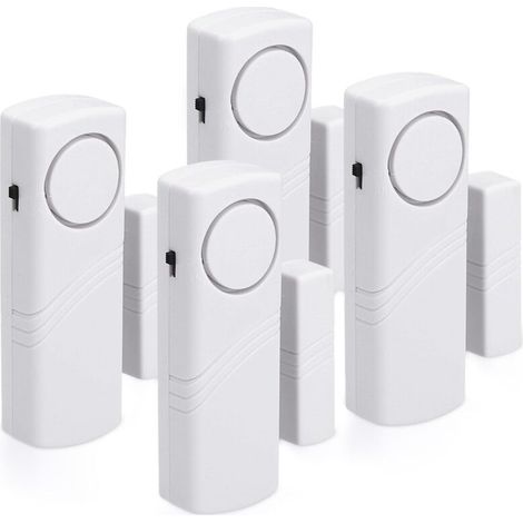 Door and Window Alarm - Set of 4, Wireless Burglar Alarm - Security for your home against burglary - Magnetic operation - 90 dB (1/4)