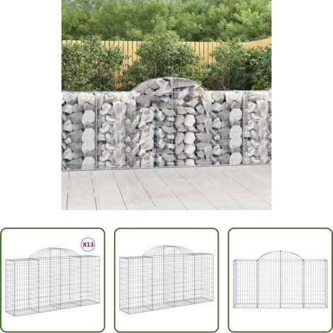 Schalldämmung - Gabionen mit Hochbogen 13 Stk 200x50x100/120cm Verzinktes Eisen (1/5)