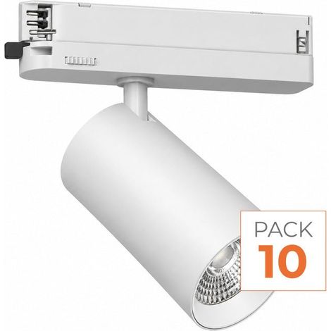 Pack de 10 - Spot LED sur Rail COB Triphasé 10W 36° Blanc - Garantie 5 ans - Blanc Neutre 4000K - 5500K - SILAMP (1/2)