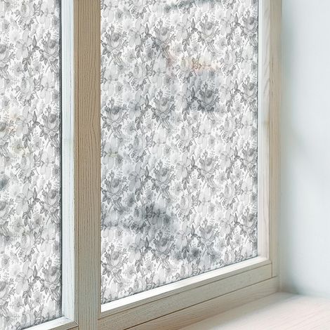 Film pour Vitre Intimité 50x146 cm pour Chambre Cuisine Salle de Bain PVC Vitrail Protection Adhésif Collés sur le Verre Décoratif élégance florale (1/5)