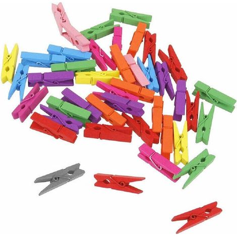 Trade Shop - 50PZ MOLLET LEGNO APPENDIFTO 4.5CM MOLLETTINE COLORATE DECORATE -