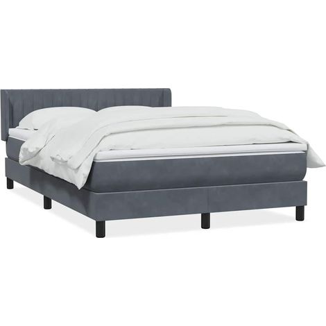 Maison Exclusive - Giroletto a Molle con Materasso Grigio Scuro 160x210 cm Velluto (1/5)