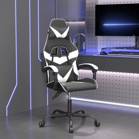 Gaming-Stuhl Drehbar Schwarz und Weiß Kunstleder