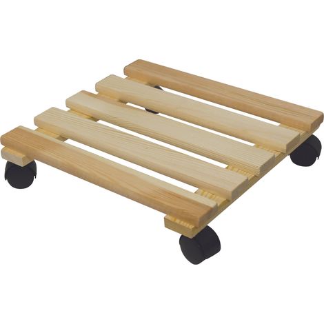 Sottovaso quadrato in legno naturale con 4 ruote square Alberiamo