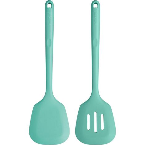 2er Set Silikon Pfannenwender, 315°C hitzebeständig, Aqua Sky