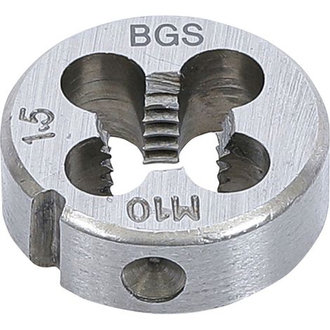 Bgs Technic – Filière M10 x 1.50 pour filetages standards – Acier GCr15 – Ø extérieur 25.4 mm – Épaisseur 9 mm – Lot de 10 unités