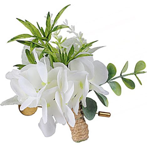 Artificial Bridal Bouquet in Green and White Silk, 2 Pieces, 10 (1/5)