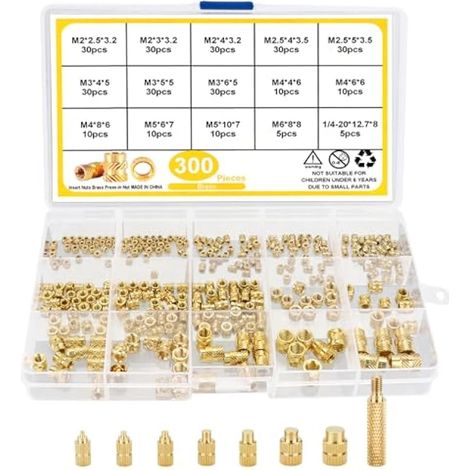 300 écrous à pression et 8 pointes de soudure pour inserts filetés M2/M2.5/M3/M4/M5/M6/M8 (1/5)