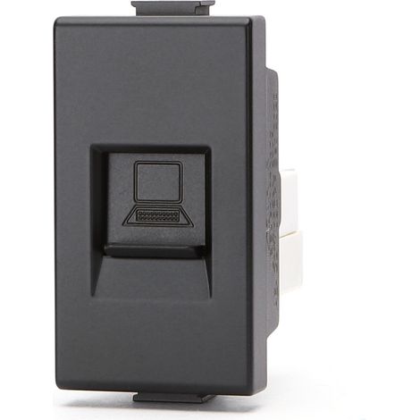 Presa Dati LAN RJ45 Cat5e UTP nera compatibile anche con BTicino Matix